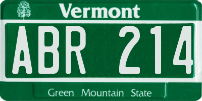 VT license plate ABR214