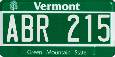 VT license plate ABR215