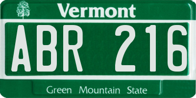 VT license plate ABR216