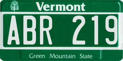 VT license plate ABR219