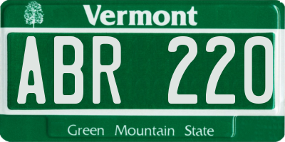 VT license plate ABR220