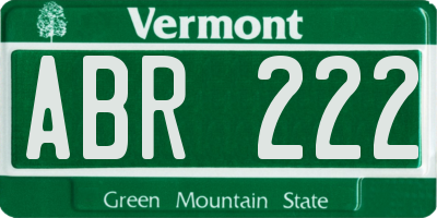 VT license plate ABR222