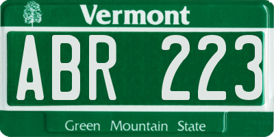 VT license plate ABR223