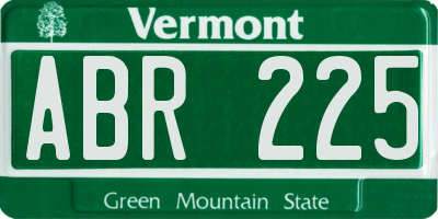 VT license plate ABR225