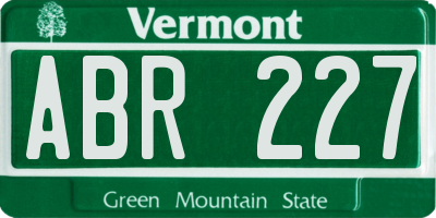 VT license plate ABR227