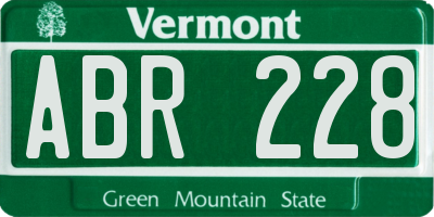 VT license plate ABR228