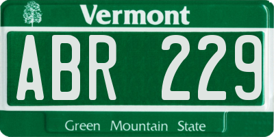 VT license plate ABR229