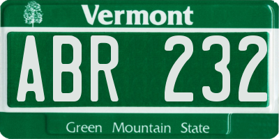 VT license plate ABR232