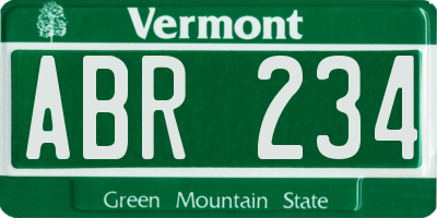 VT license plate ABR234