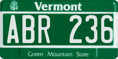 VT license plate ABR236