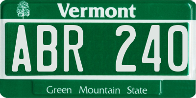 VT license plate ABR240