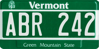 VT license plate ABR242