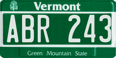 VT license plate ABR243