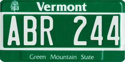 VT license plate ABR244