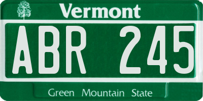 VT license plate ABR245