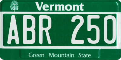 VT license plate ABR250