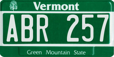 VT license plate ABR257