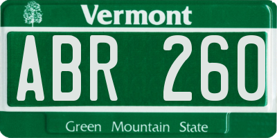 VT license plate ABR260