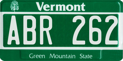 VT license plate ABR262