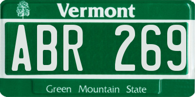 VT license plate ABR269