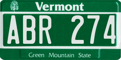 VT license plate ABR274