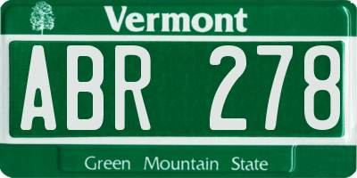 VT license plate ABR278