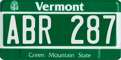 VT license plate ABR287