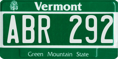 VT license plate ABR292