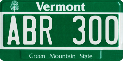 VT license plate ABR300