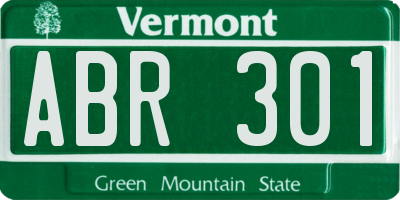 VT license plate ABR301