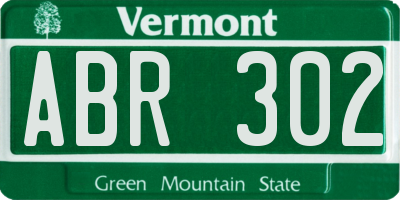 VT license plate ABR302