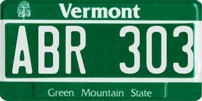 VT license plate ABR303