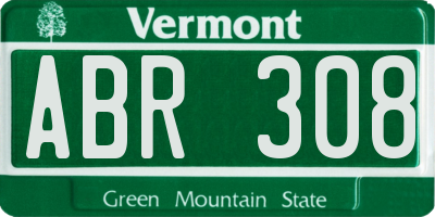 VT license plate ABR308