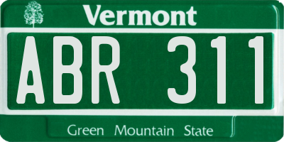 VT license plate ABR311