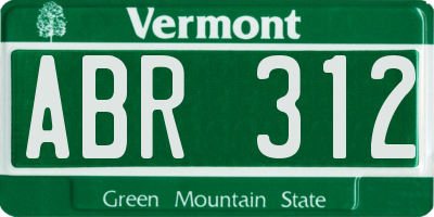 VT license plate ABR312