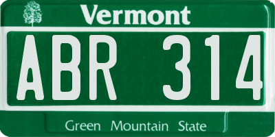 VT license plate ABR314