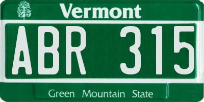 VT license plate ABR315