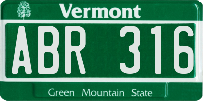 VT license plate ABR316