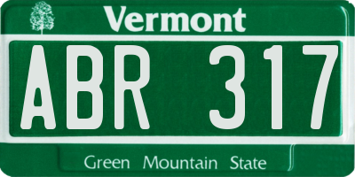 VT license plate ABR317