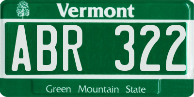 VT license plate ABR322