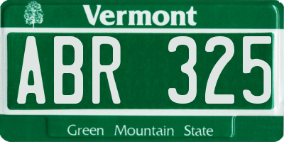 VT license plate ABR325