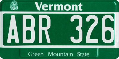 VT license plate ABR326