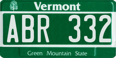 VT license plate ABR332