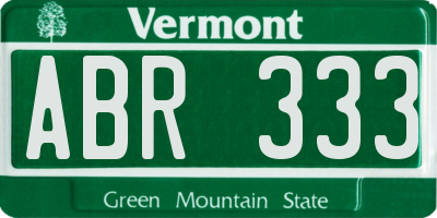 VT license plate ABR333