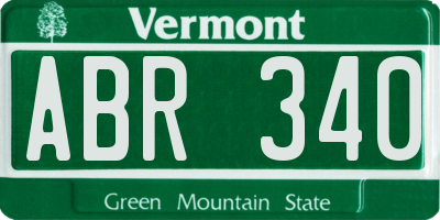 VT license plate ABR340