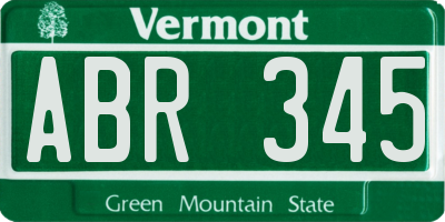 VT license plate ABR345