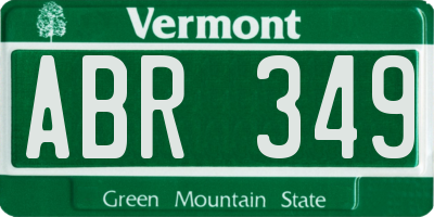 VT license plate ABR349