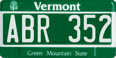 VT license plate ABR352