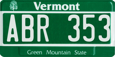 VT license plate ABR353