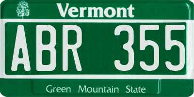 VT license plate ABR355